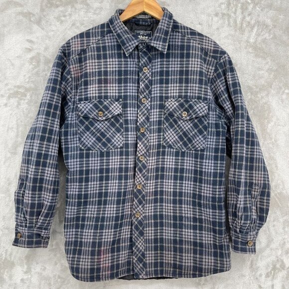 Levi's Other - Levi's Blue Plaid Quilted Shacket Heavy Flannel Shirt Grunge Distressed